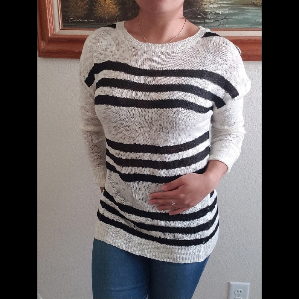 Fate Knit Striped Long Sleeve Shirt Sz M